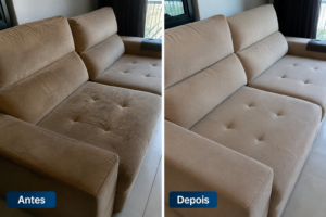 Limpeza de estofado profissional: como o serviço é feito e por que faz diferença no resultado 1 lavagem de sofa antes e depois